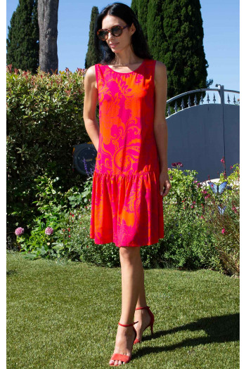 Summer dress in viscose with Vibrant Fuchsia Print