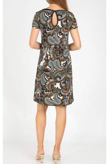 Summer dress with paisley motifs in earthy tones [1]