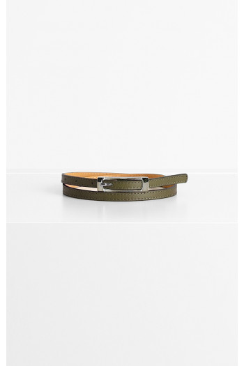 Leather Belt in Green Olive colour