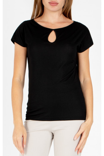 Blouse made of fine knit fabric in classic black