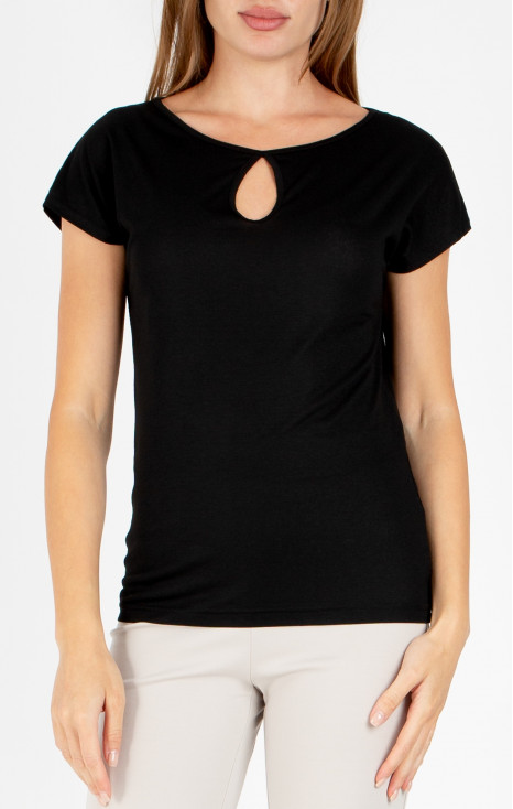 Blouse made of fine knit fabric in classic black