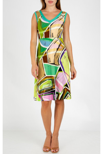 Casual summer dress with a geometric print