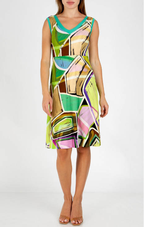 Casual summer dress with a geometric print