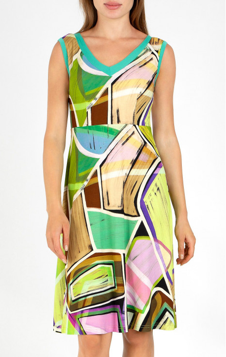 Casual summer dress with a geometric print
