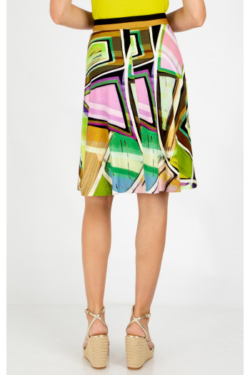Short flared skirt with a geometric print in Paradise Green [1]