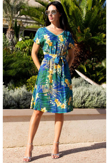 Dress in lightweight viscose with Tropical Breeze Print