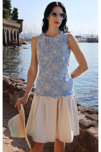 Stylish top with English embroidery in Sky Blue Color