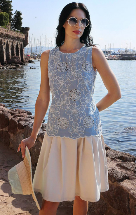 Stylish top with English embroidery in Sky Blue Color