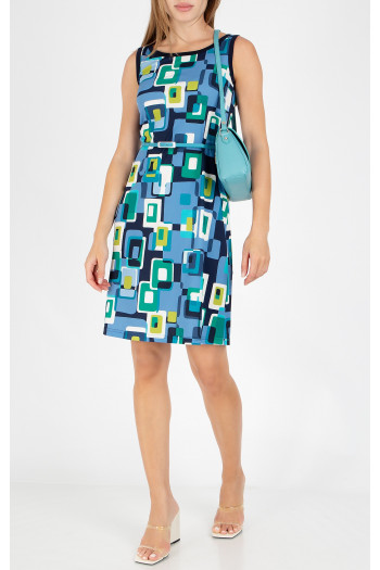 Dress with a geometric print in Cornflower Blue