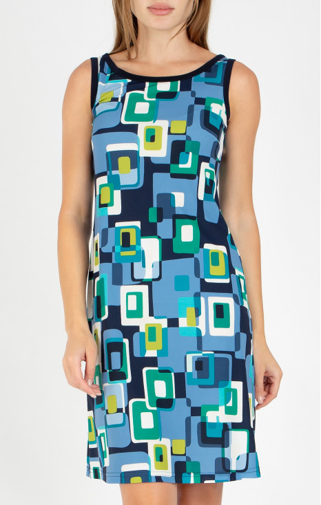 Dress with a geometric print in Cornflower Blue