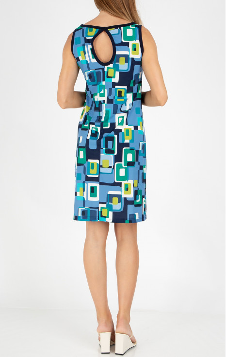 Dress with a geometric print in Cornflower Blue