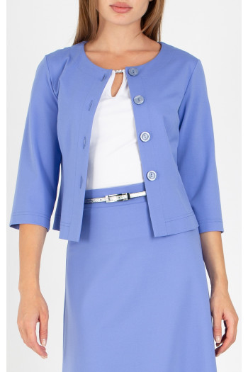 Short Blazer with Buttons in Cornflower Blue