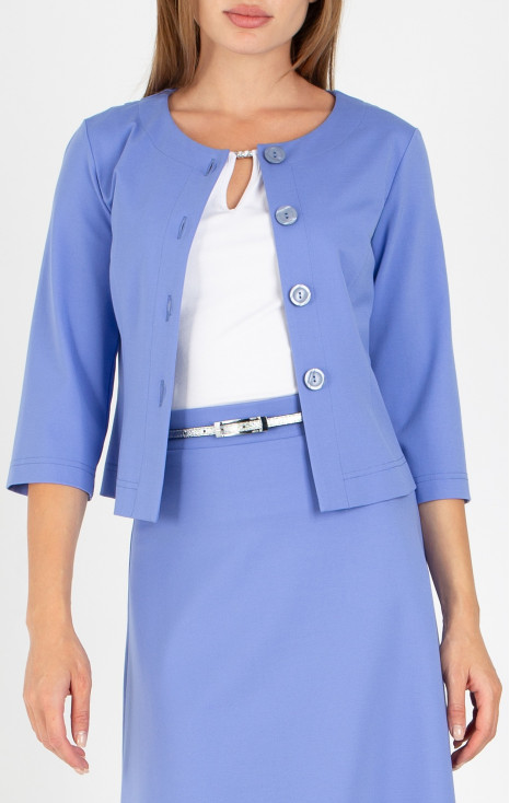 Short Blazer with Buttons in Cornflower Blue