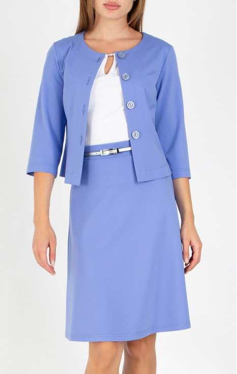 Short Blazer with Buttons in Cornflower Blue