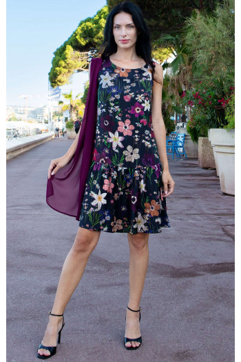 Satin Viscose Dress – Amethyst Garden