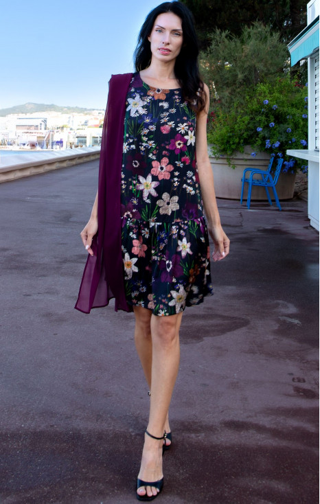 Satin Viscose Dress &ndash; Amethyst Garden