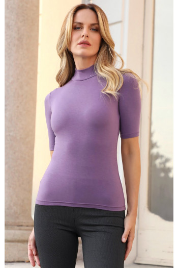 High Neck Jersey Top in Orchid Mist colour with Swarovski crystals [1]