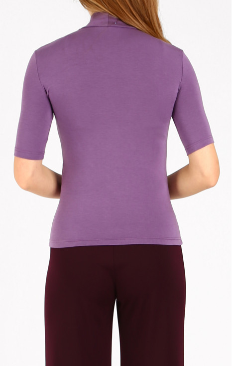 High Neck Jersey Top in Orchid Mist colour with Swarovski crystals