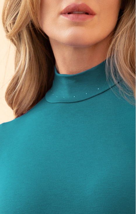 High Neck Jersey Top in Ultramarine Green colour with Swarovski crystals [1]