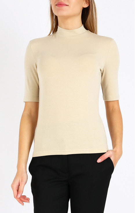 Soft knitted top with a turtleneck in Cloud Cream [1]