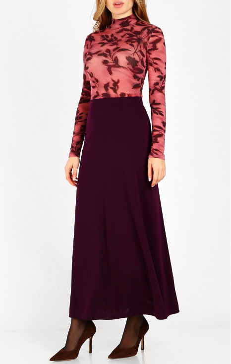 Maxi skirt in heavy drape jersey in Winter Bloom