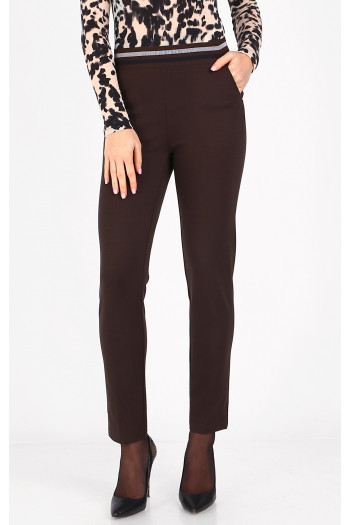 Straight-fit trousers from tricot in Black Coffee colour