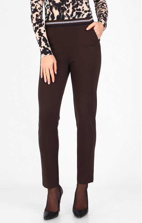 Straight-fit trousers from tricot in Black Coffee colour