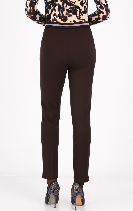 Straight-fit trousers from tricot in Black Coffee colour