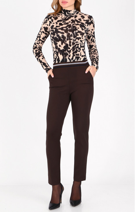 Straight-fit trousers from tricot in Black Coffee colour