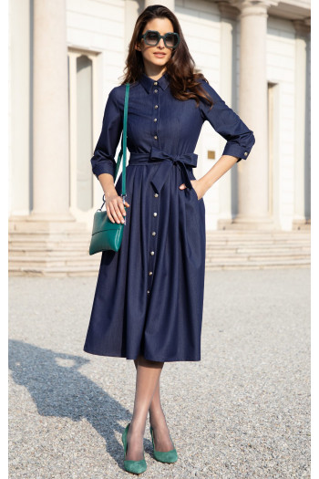 Midi dress in Denim Dark Blue