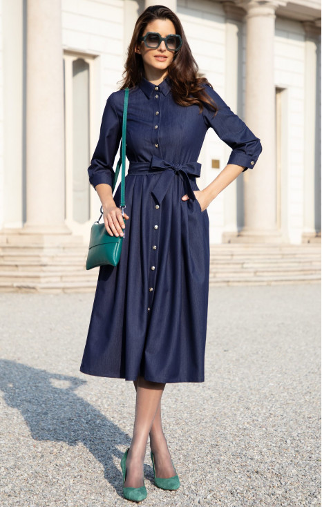 Midi dress in Denim Dark Blue