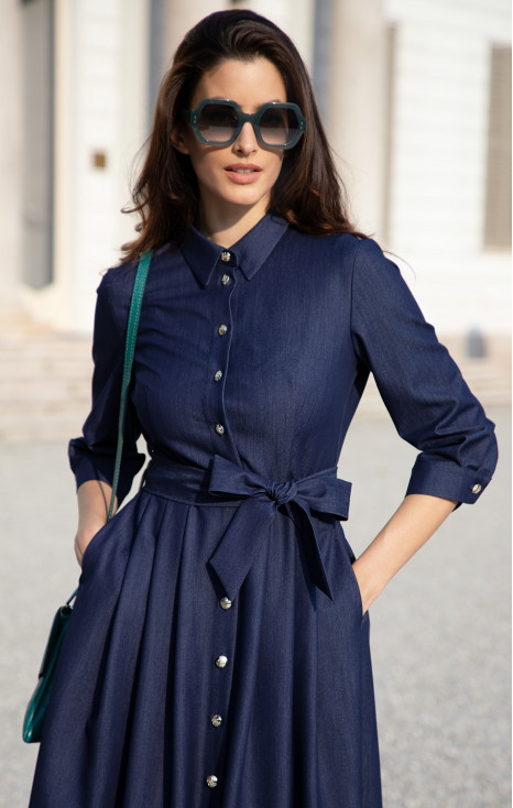 Midi dress in Denim Dark Blue