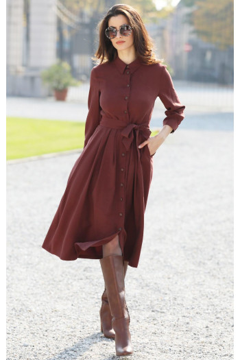 Midi dress in color Merlot