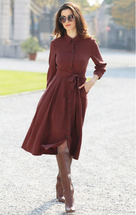 Midi dress in color Merlot