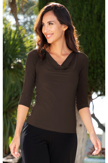 Cowl Neckline Top in Brown