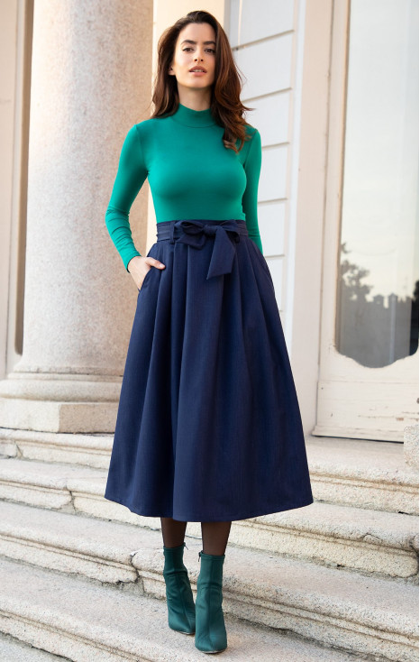 Midi Skirt in Denim Dark Blue