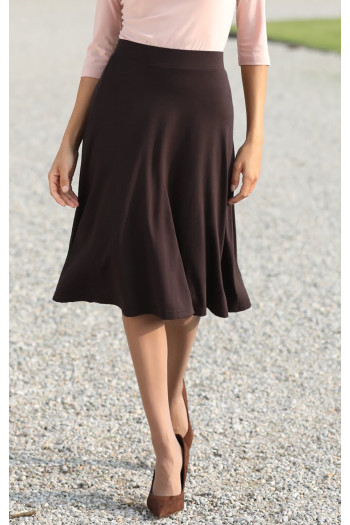 A line Jersey Skirt in Espresso Brown