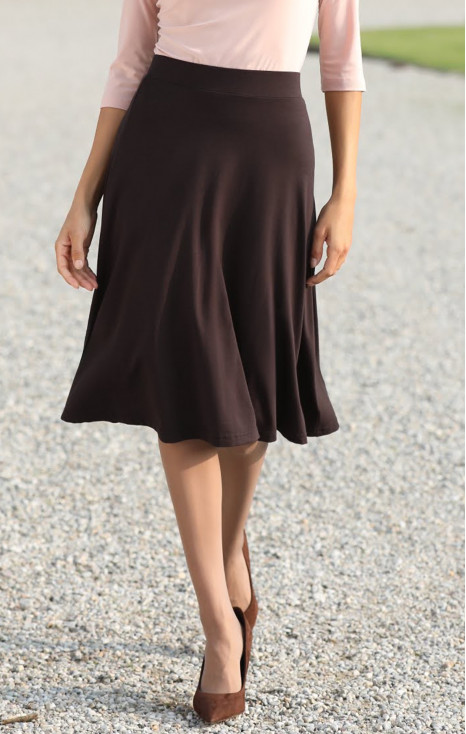 A line Jersey Skirt in Espresso Brown