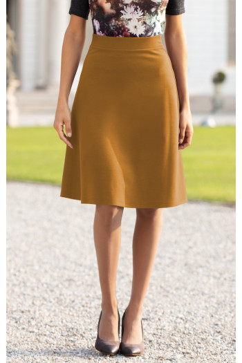 A line Jersey Skirt in Golden Bronze