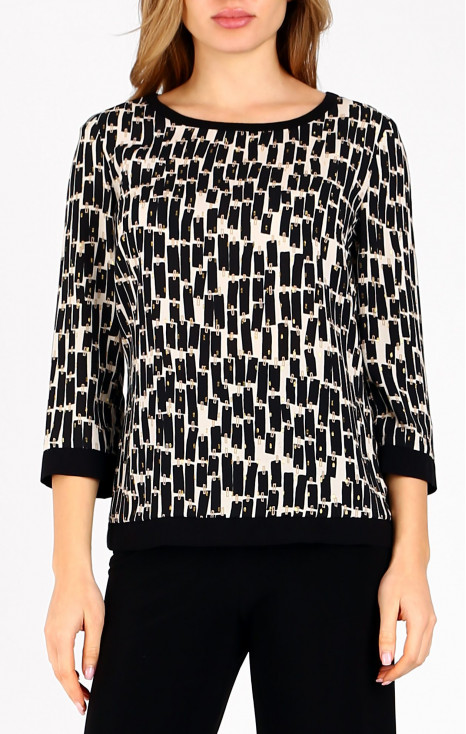 Viscose Blouse in Black and Ivory [1]