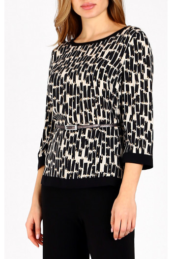 Viscose Blouse in Black and Ivory
