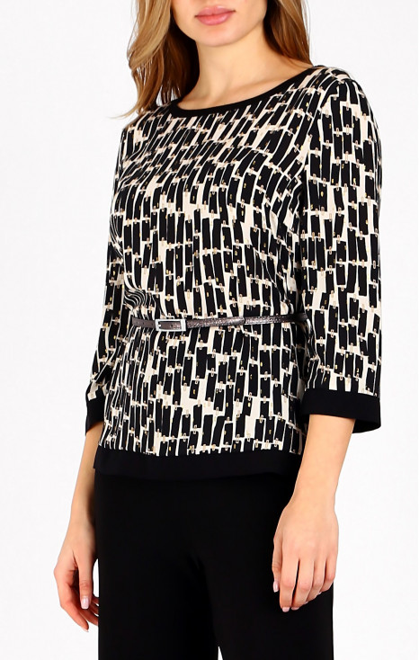 Viscose Blouse in Black and Ivory