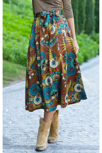 Midi Skirt with ethno-floral motifs