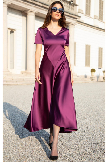 Satin Dress in Magenta Purple