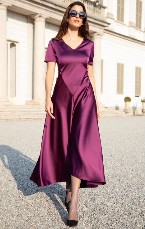 Satin Dress in Magenta Purple
