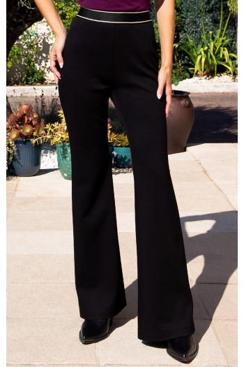 Classic Black Structured Ribbed Jersey Trousers