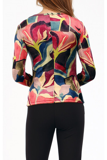 Velvet Top with Warm Floral Print [1]