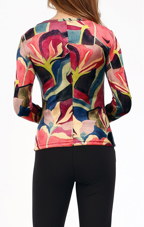 Velvet Top with Warm Floral Print [1]