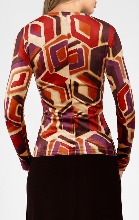 Velvet Top in Brick, Plum Purple and Beige colours