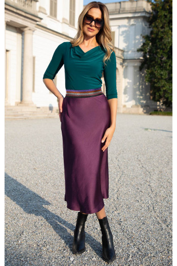 Elegant satin midi skirt in Grape Wine [1]
